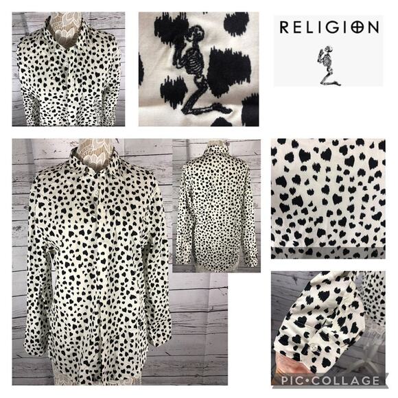 Religion, we live in black,  Black & white shirt NWOT size large - Picture 3 of 12